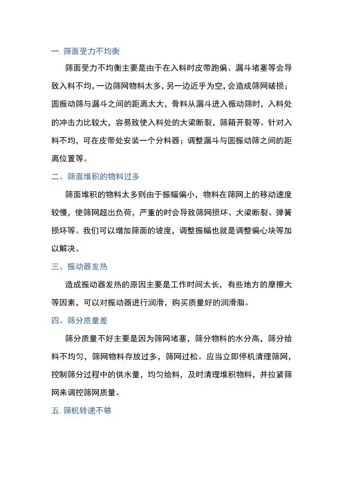 圆振筛设备常见故障与解决办法