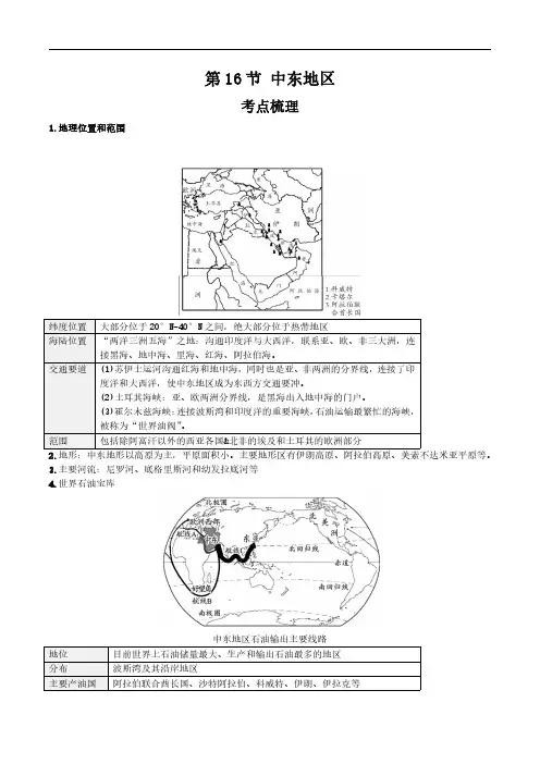 2021年人教版中考地理一轮复习 考点梳理+真题回顾  16 中东地区