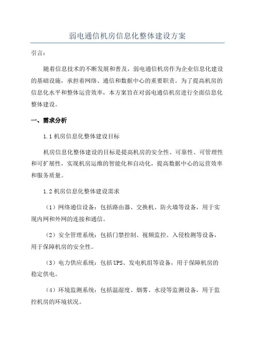 弱电通信机房信息化整体建设方案