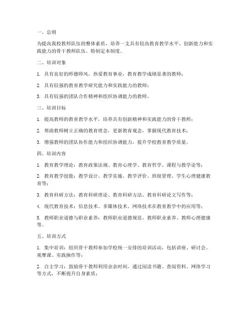 骨干教师培训班管理制度