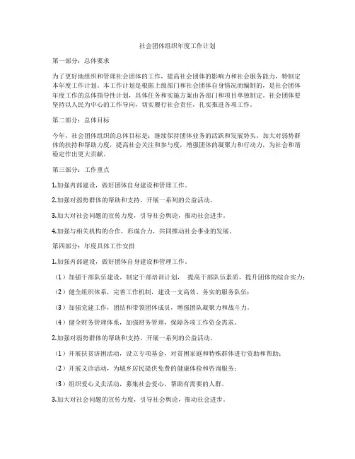 社会团体组织年度工作计划