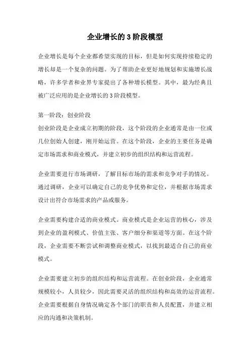 企业增长的3阶段模型