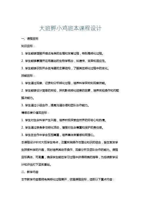 大班孵小鸡班本课程设计