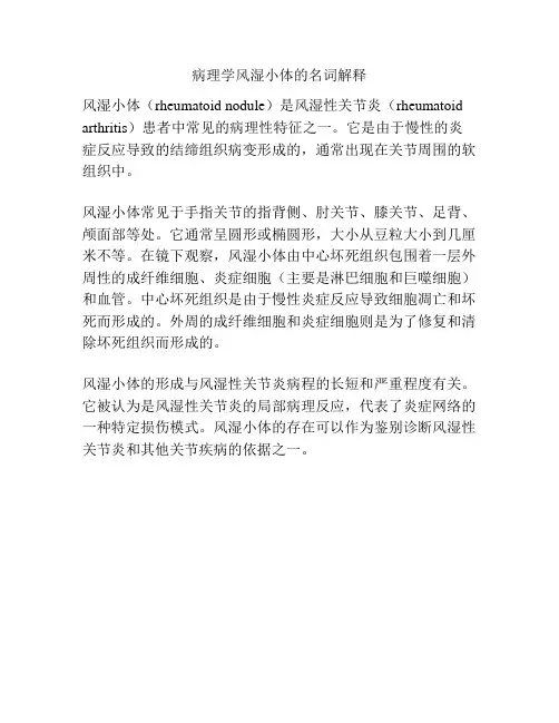 病理学风湿小体的名词解释