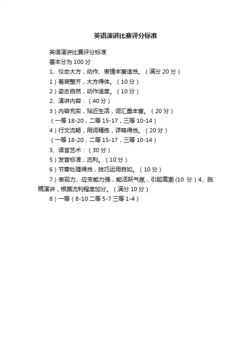 英语演讲比赛评分标准