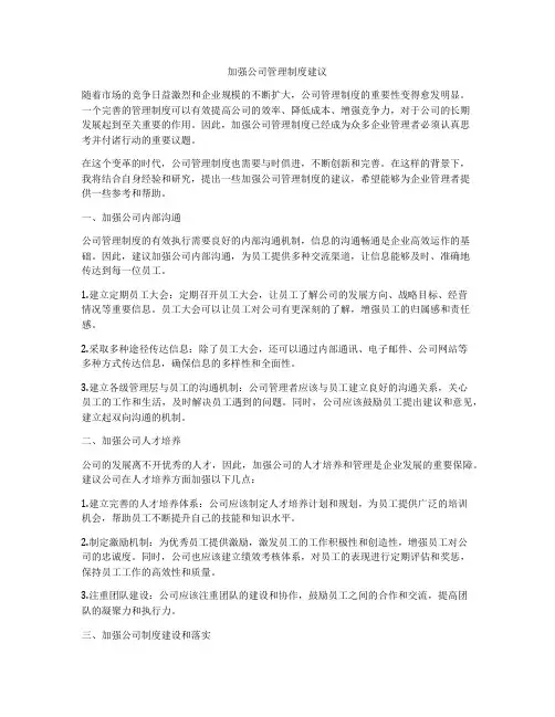 加强公司管理制度建议