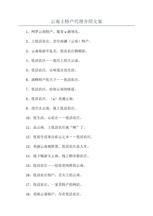 云南土特产代理介绍文案