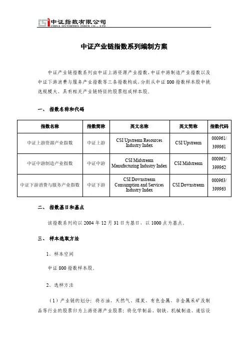 中证产业链指数系列编制方案