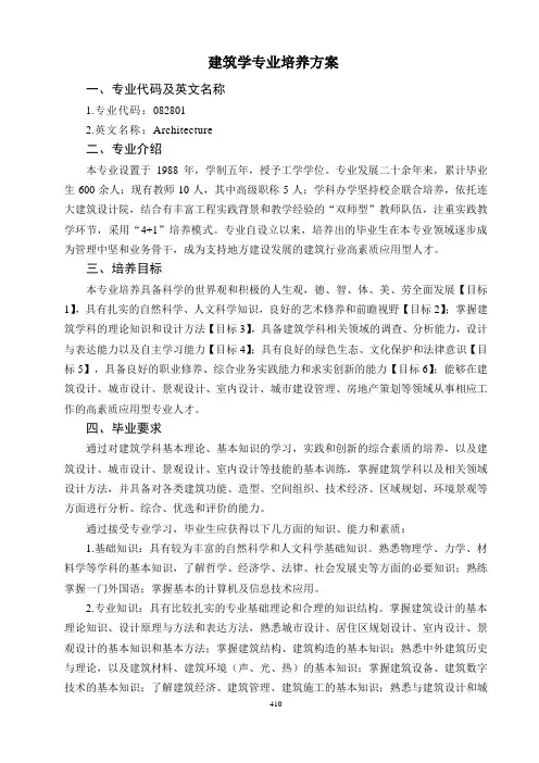 建筑学专业人才培养方案(本科)