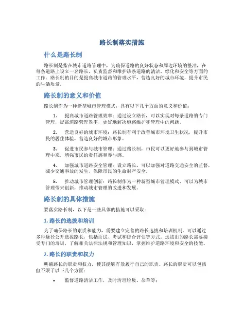 路长制落实措施