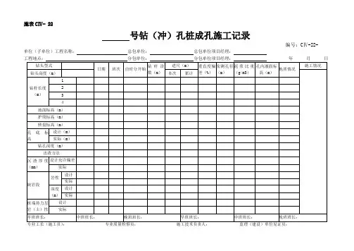 钻孔灌注桩成孔表格