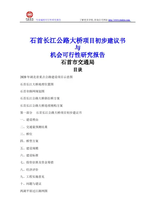 石首长江公路大桥项目初步建议书