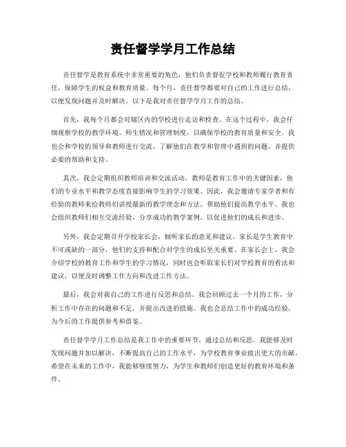 责任督学学月工作总结