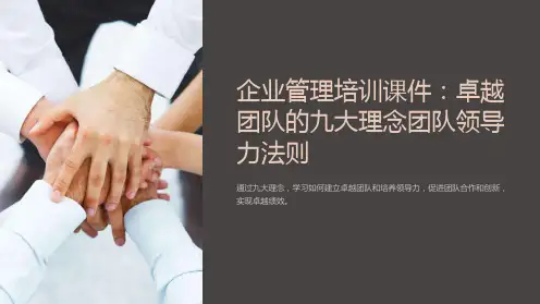 企业管理培训课件：卓越团队的九大理念团队领导力法则