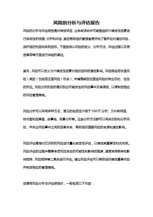 风险的分析与评估报告