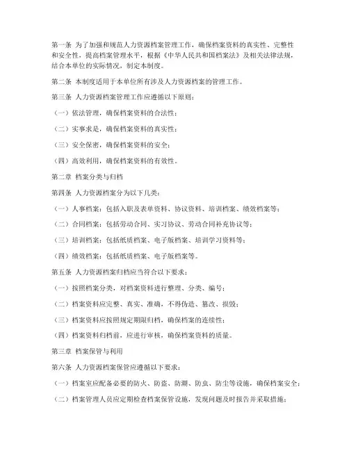 人力档案管理制度条例