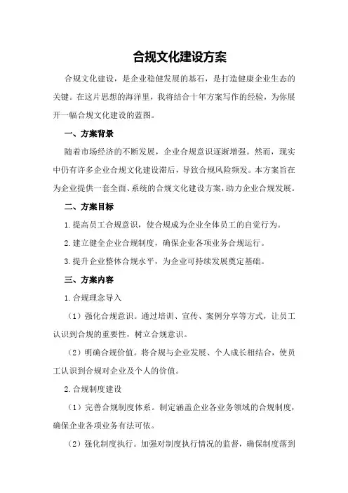 合规文化建设方案
