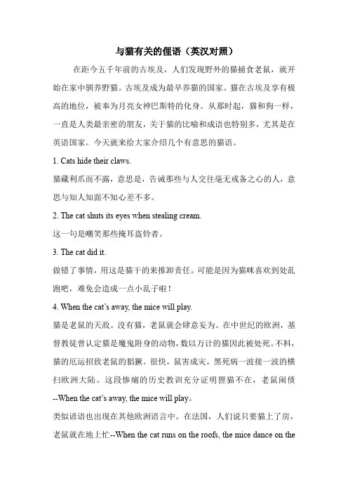 与猫有关的俚语(英汉对照)