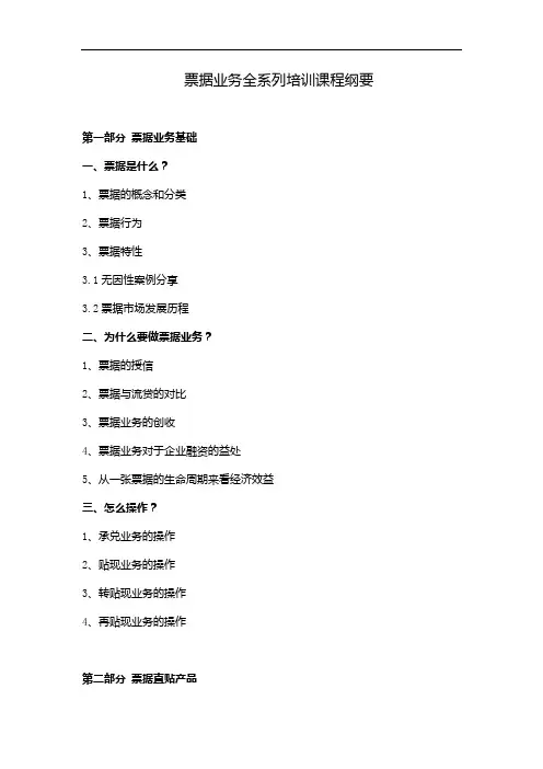票据全系列课程培训纲要---汇票观察