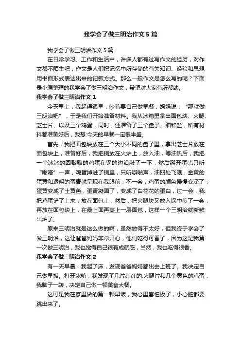 我学会了做三明治作文5篇