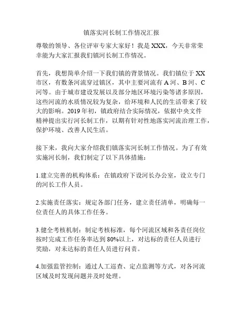 镇落实河长制工作情况汇报