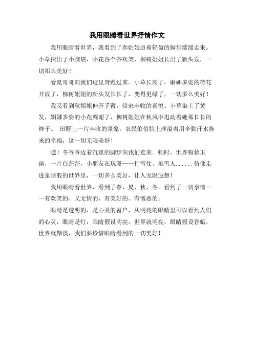 我用眼睛看世界抒情作文