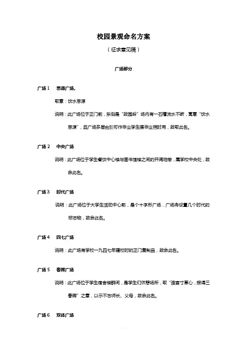 校园景观命名方案
