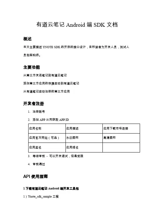 有道云笔记Android端SDK文档