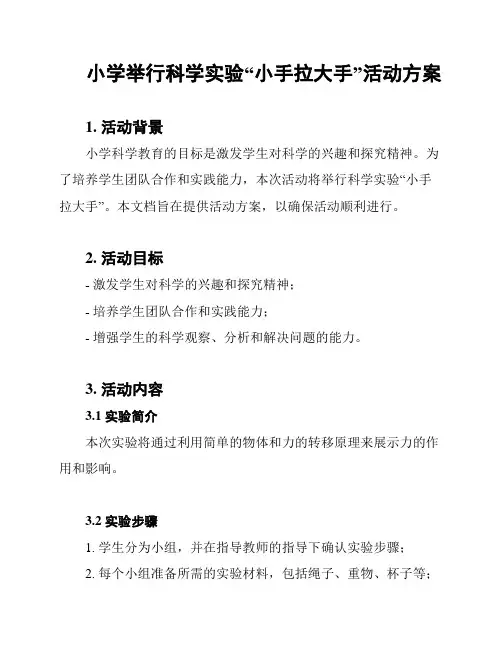 小学举行科学实验“小手拉大手”活动方案