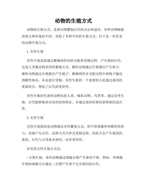 动物的生殖方式