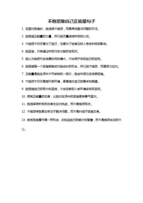 不抱怨靠自己正能量句子