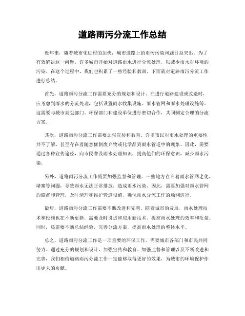 道路雨污分流工作总结