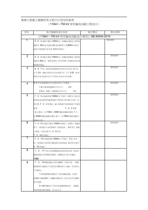 基建工程施工强制性条文执行计划及检查表