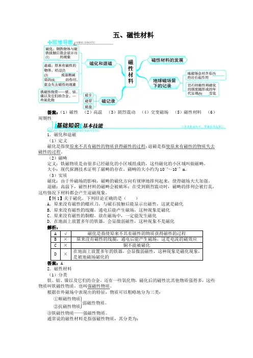 最新人教版高中物理选修1-1第二章《磁性材料》