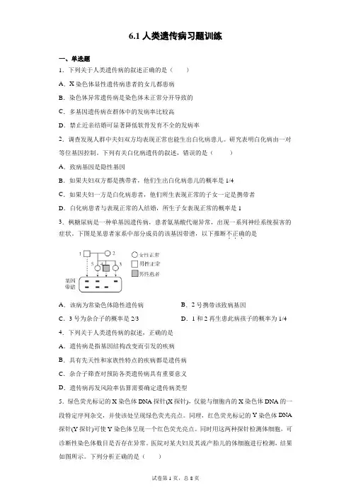 5.3 人类遗传病习题训练(含答案)
