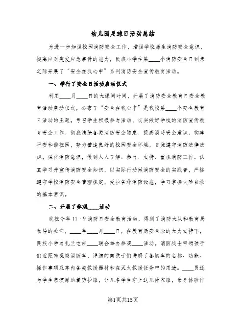 2023年幼儿园足球日活动总结(四篇)