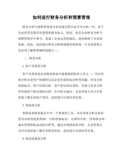 如何进行财务分析和预算管理