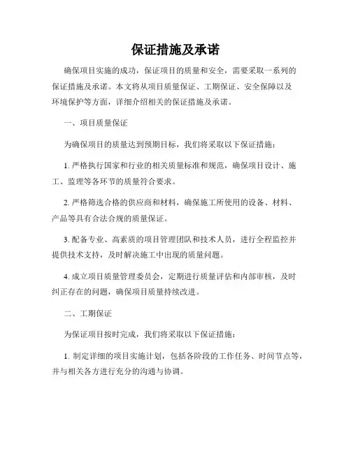 保证措施及承诺