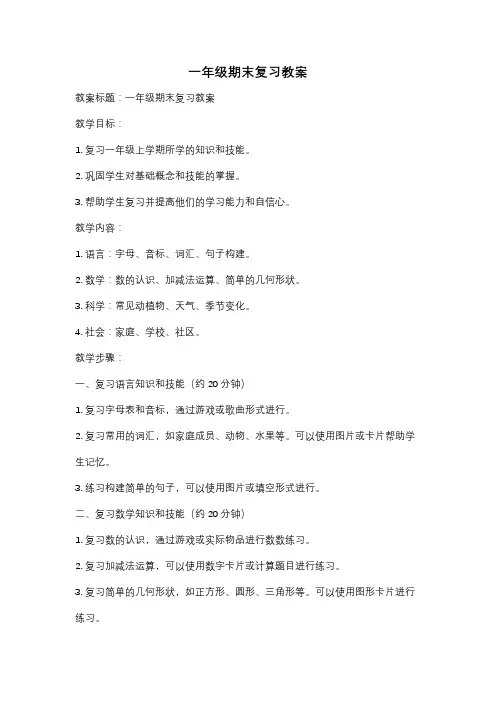 一年级期末复习教案