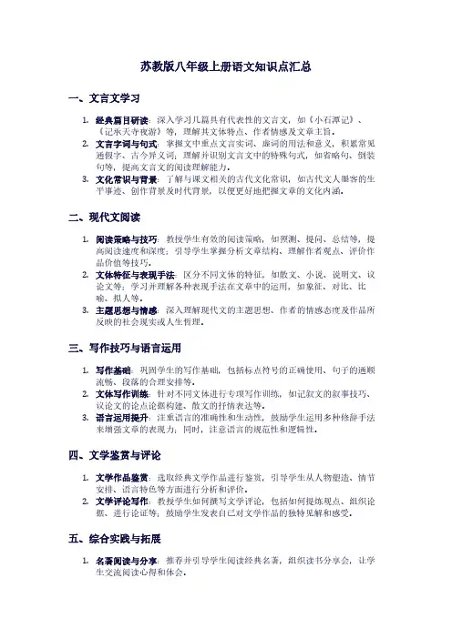 苏教版八年级上册语文知识点汇总