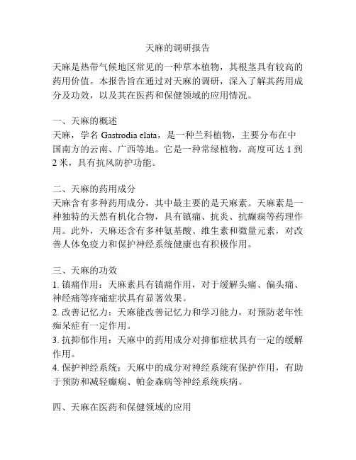 天麻的调研报告