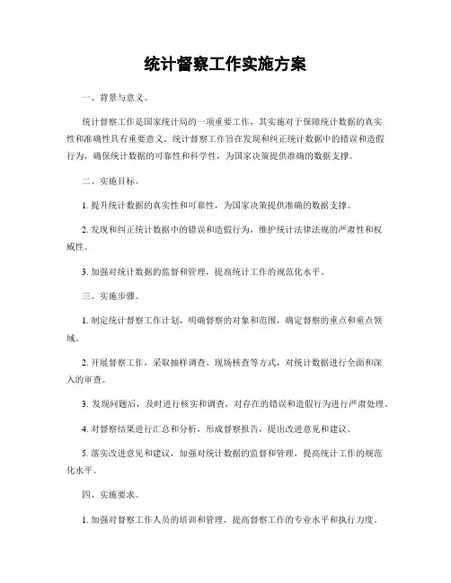 统计督察工作实施方案