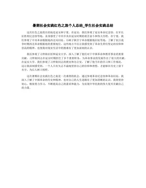 暑期社会实践红色之旅个人总结_学生社会实践总结