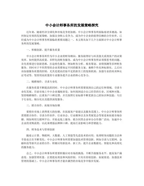 中小会计师事务所的发展策略探究