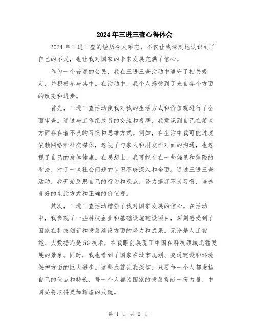 2024年三进三查心得体会