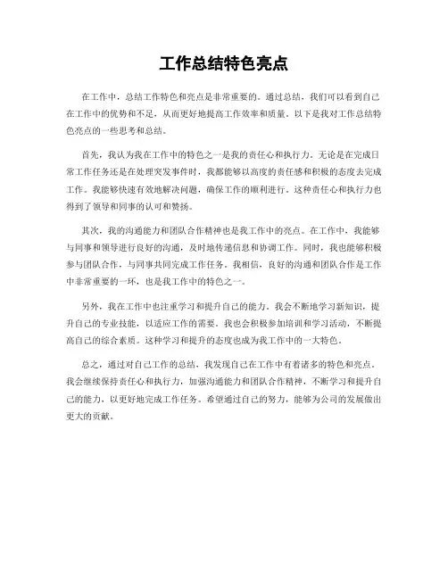 工作总结特色亮点