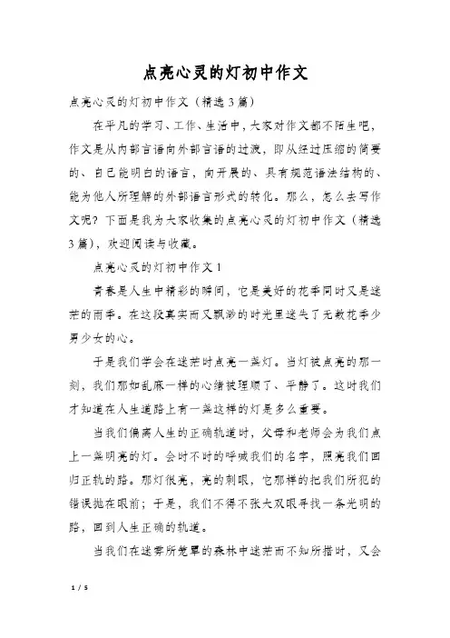 点亮心灵的灯初中作文