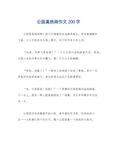 公园真热闹作文200字