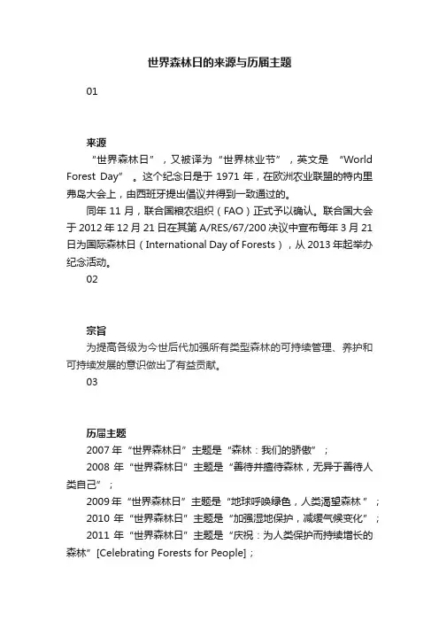 世界森林日的来源与历届主题