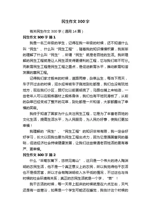 有关民生作文300字（通用14篇）